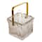 Hello Honey 24-Ounce Textured Glass Ice Bucket with Gold Finish Handle and Tongs, Clear/Gold